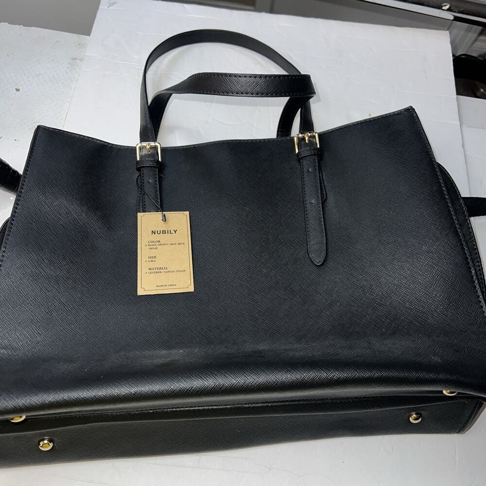 Nybily Laptop Bag Brown for Women Waterproof Lightweight Nylon Shoulder Bag D79